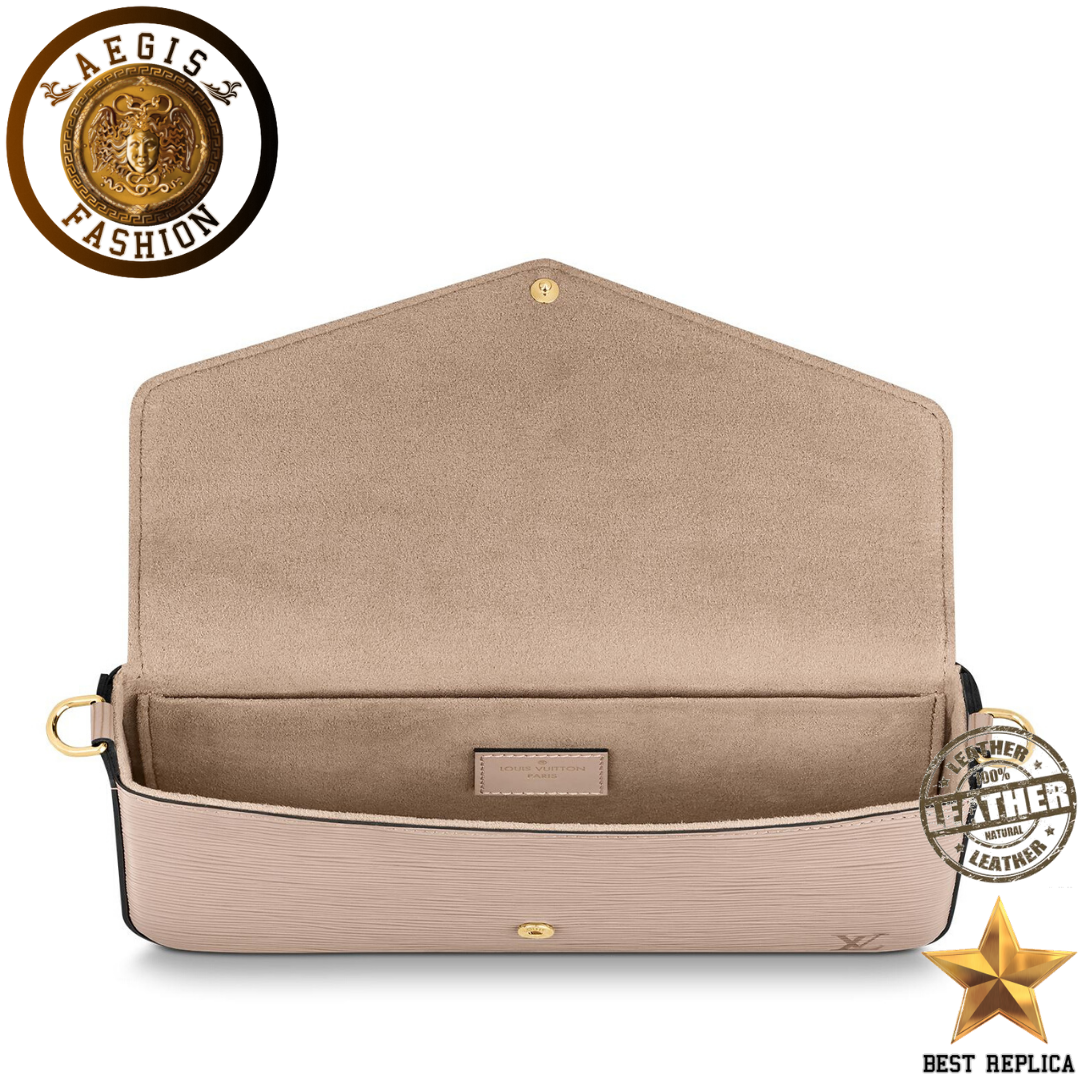 replica louis vuitton felicie pochette galet grey structured luxury handbag buvola