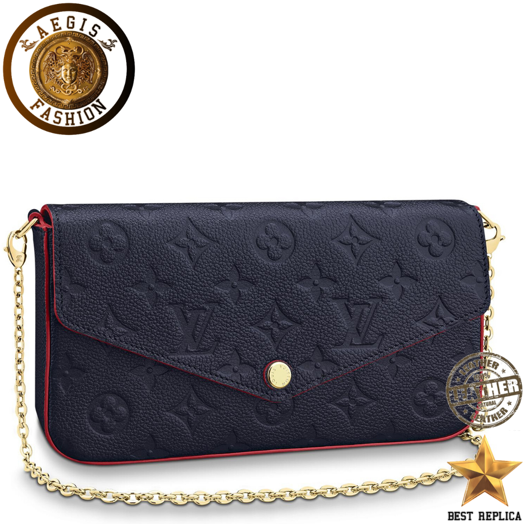 replica louis vuitton felicie pochette monogram empreinte marine rouge luxury designer handbag buvola