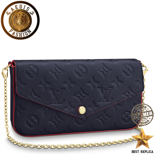 replica louis vuitton felicie pochette monogram empreinte marine rouge luxury designer handbag buvola