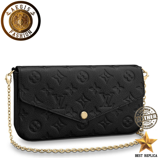 replica louis vuitton felicie pochette monogram empreinte noir luxury designer handbag buvola