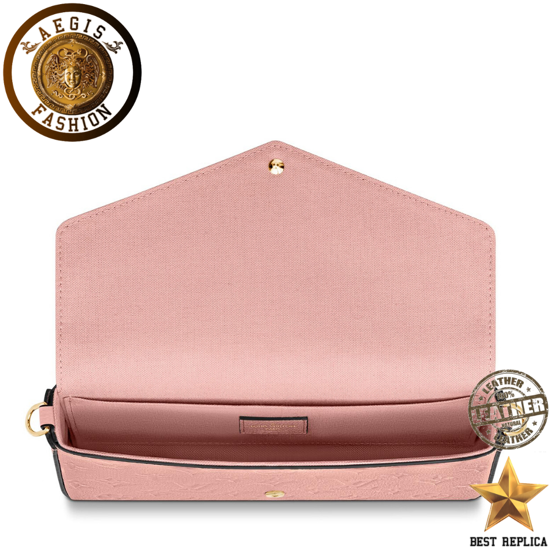 replica monogram empreinte leather rose poudre louis vuitton felicie pochette premium designer handbag buvola