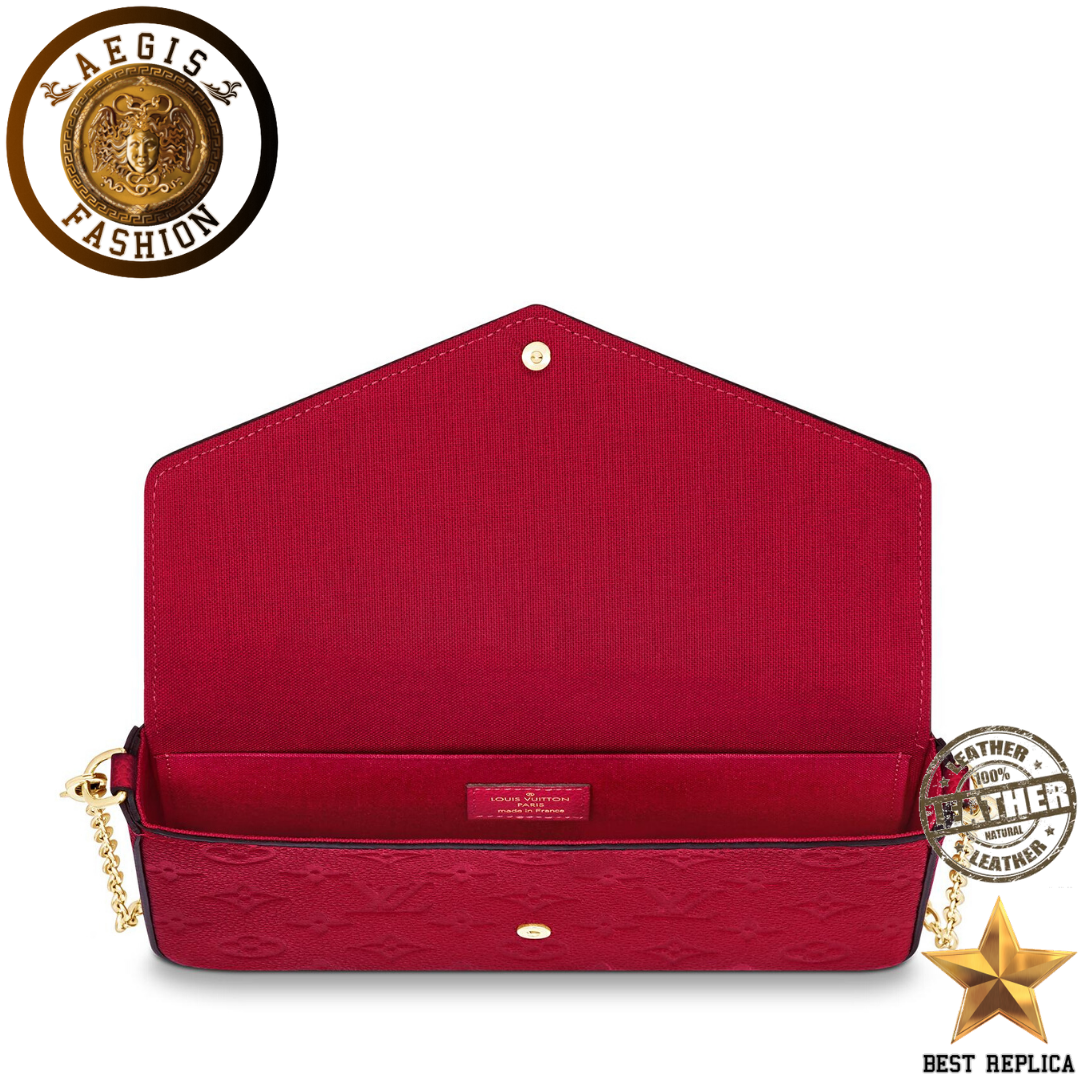 replica monogram empreinte leather scarlet red louis vuitton felicie pochette premium designer handbag buvola