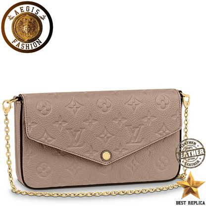 replica louis vuitton felicie pochette monogram empreinte tourterelle luxury designer handbag buvola