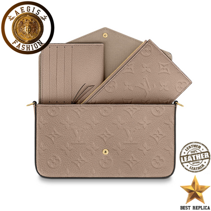 replica louis vuitton felicie pochette tourterelle structured luxury handbag buvola