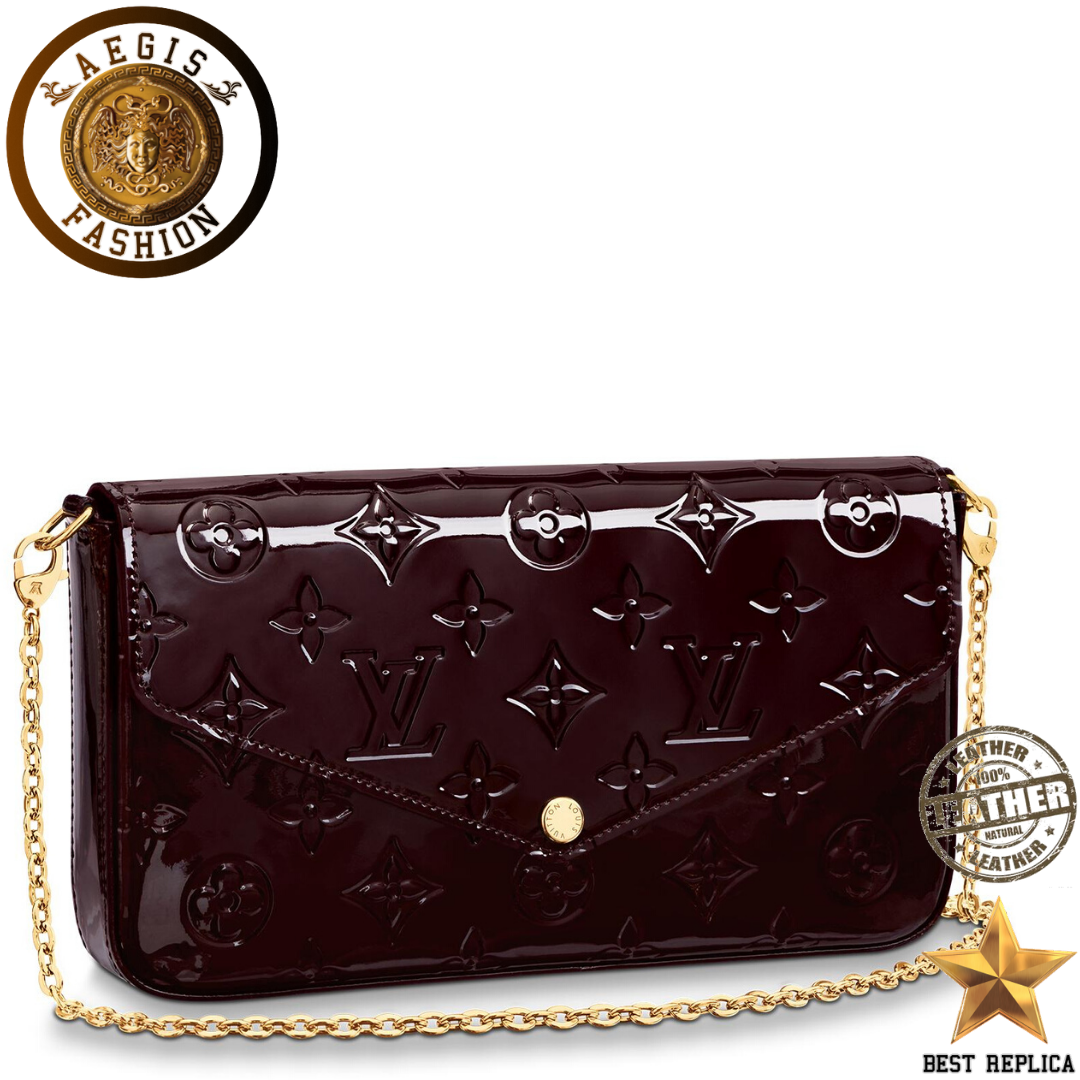 replica louis vuitton felicie pochette monogram vernis amarante luxury designer handbag buvola
