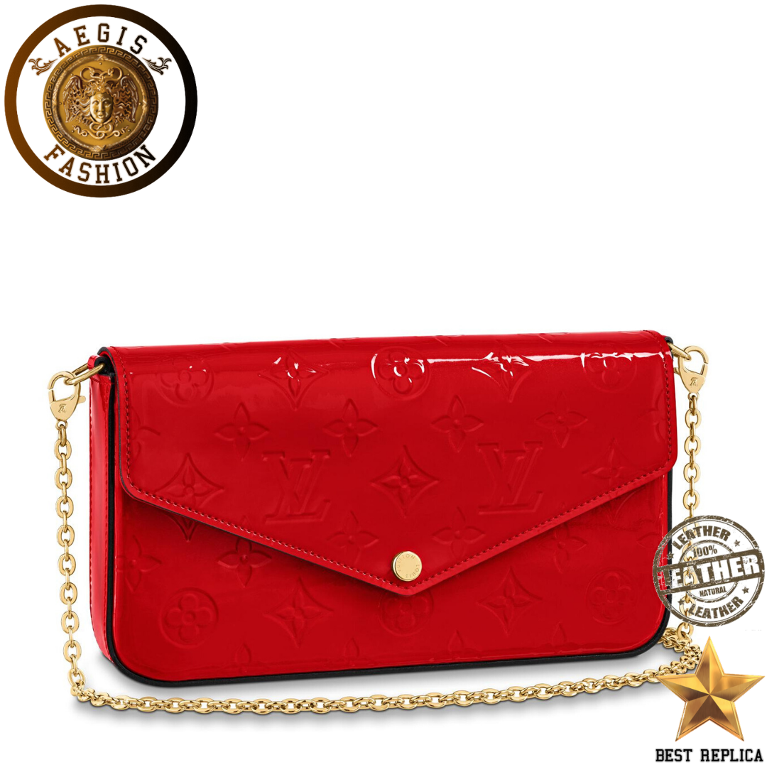 replica louis vuitton felicie pochette monogram vernis cerise luxury designer handbag buvola