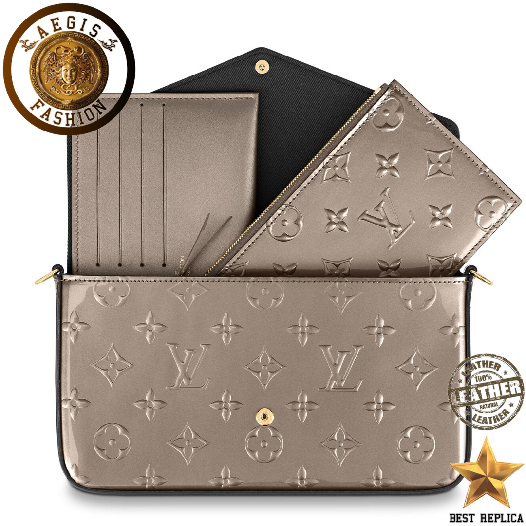replica louis vuitton felicie pochette champagne metallise structured luxury handbag buvola