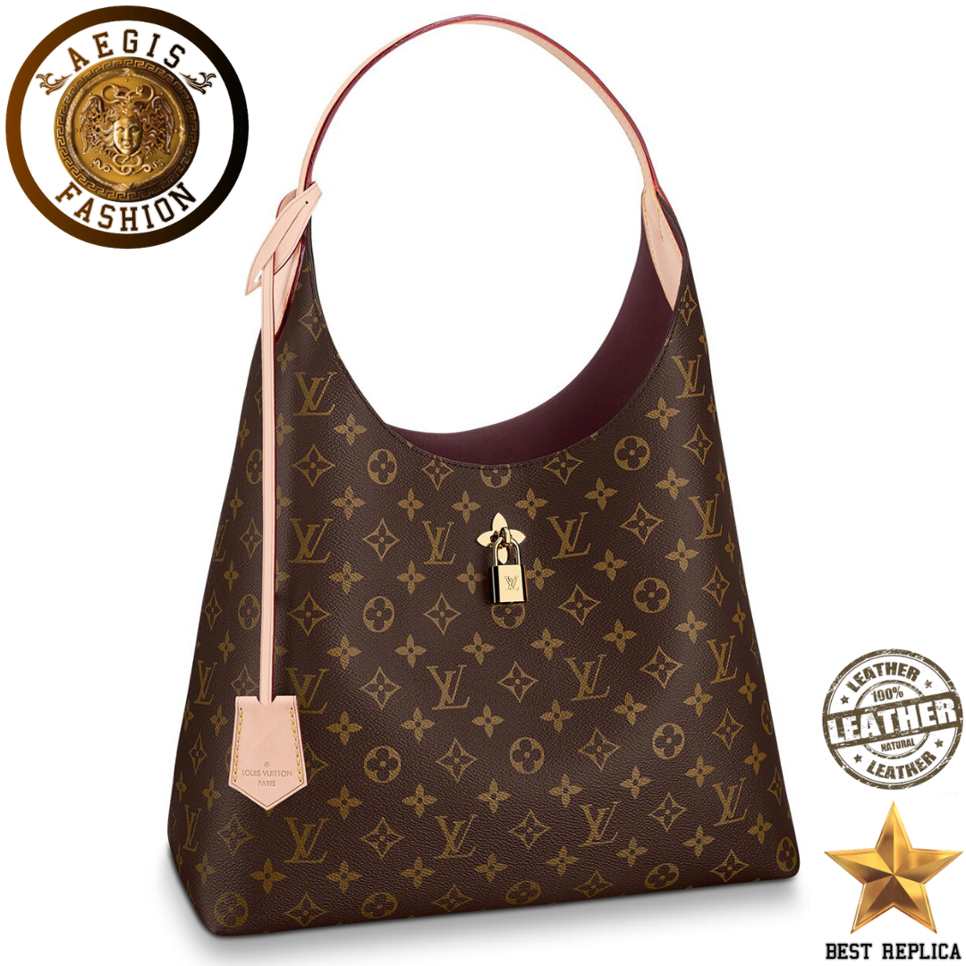 replica louis vuitton flower hobo monogram canvas beige luxury designer handbag buvola