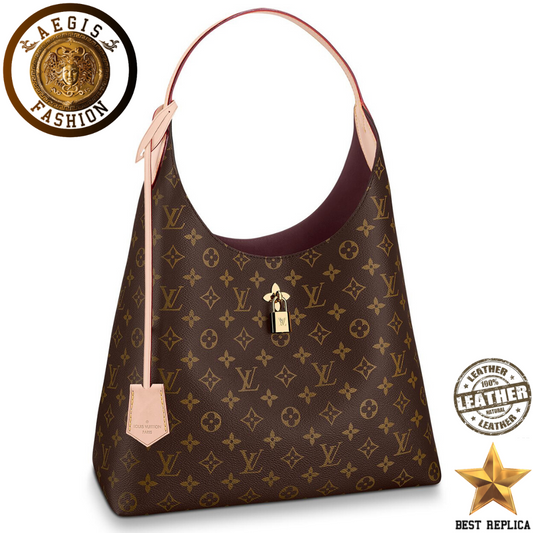 replica louis vuitton flower hobo monogram canvas beige luxury designer handbag buvola
