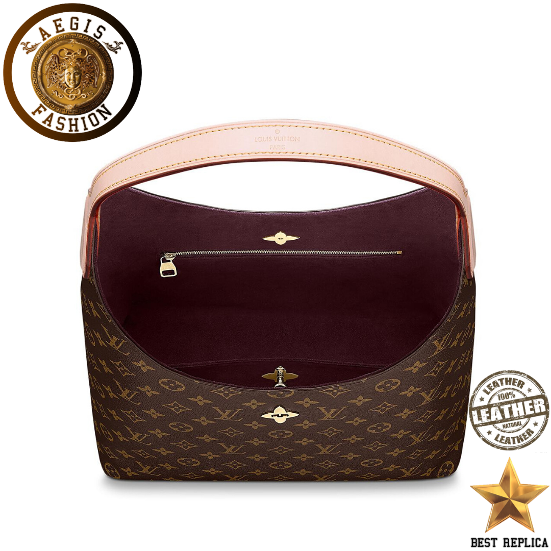 replica monogram canvas beige louis vuitton flower hobo high end handbag buvola