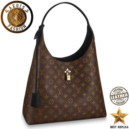 replica louis vuitton flower hobo monogram canvas black luxury designer handbag buvola
