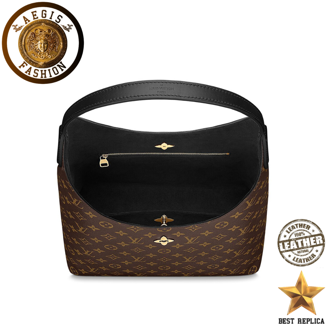 replica louis vuitton flower hobo monogram black structured luxury handbag buvola