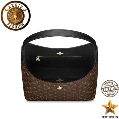 replica louis vuitton flower hobo monogram black structured luxury handbag buvola