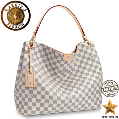 replica louis vuitton graceful mm damier azur rose ballerine luxury designer handbag buvola