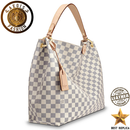 replica damier azur rose ballerine louis vuitton graceful mm premium designer handbag buvola