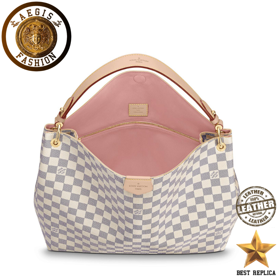 replica louis vuitton graceful mm damier azur rose ballerine luxury everyday handbag buvola