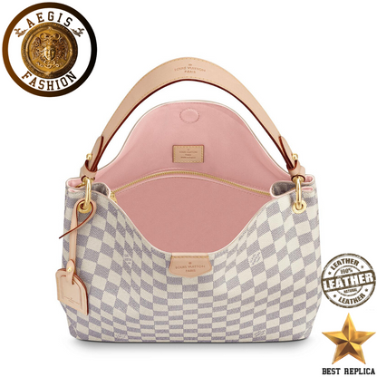 replica louis vuitton graceful pm damier azur rose ballerine luxury everyday handbag buvola