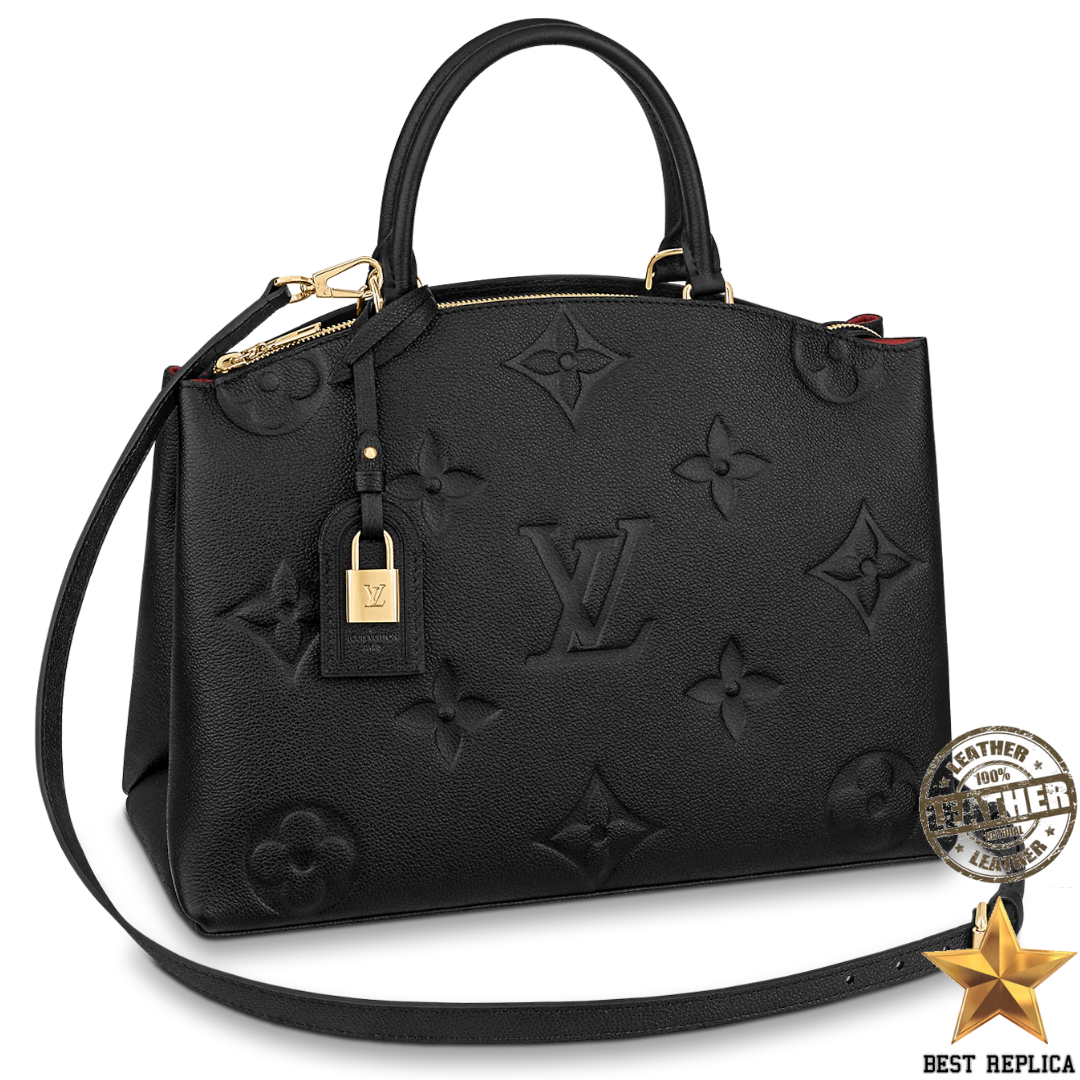 replica louis vuitton grand palais black monogram empreinte luxury designer handbag buvola