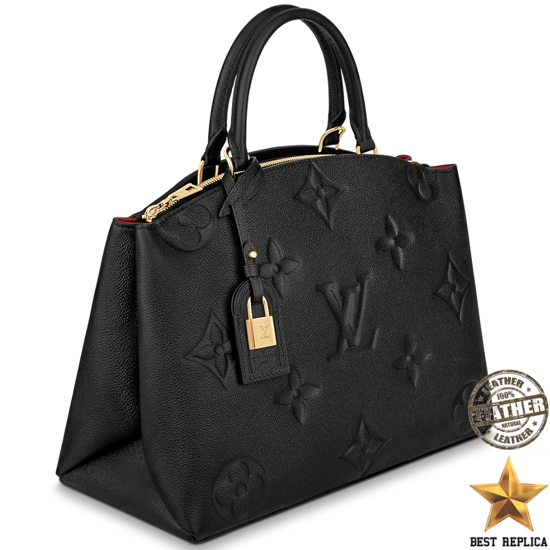 replica louis vuitton grand palais black empreinte leather premium designer handbag buvola