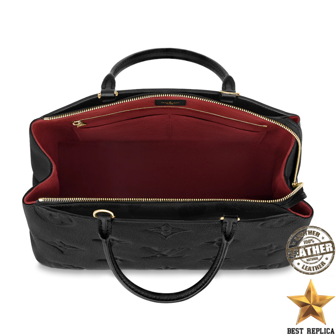 replica louis vuitton grand palais black monogram empreinte leather luxury handbag buvola