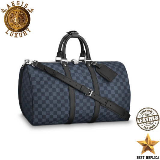 replica louis vuitton keepall bandouliere 45 damier cobalt canvas luxury designer travel duffle bag buvola