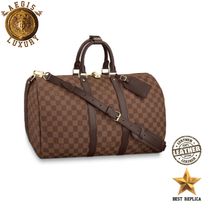 replica louis vuitton keepall bandouliere 45 damier ebene luxury designer travel duffle bag buvola