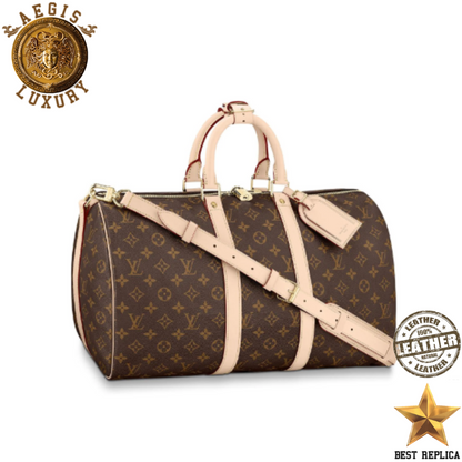 replica louis vuitton keepall bandouliere 45 monogram canvas luxury designer travel duffle bag buvola