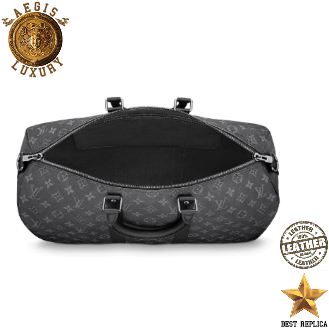 replica keepall bandouliere 45 monogram eclipse louis vuitton premium designer travel luggage buvola
