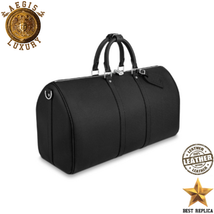 replica black taiga leather keepall bandouliere 50 louis vuitton sleek luxury travel bag buvola