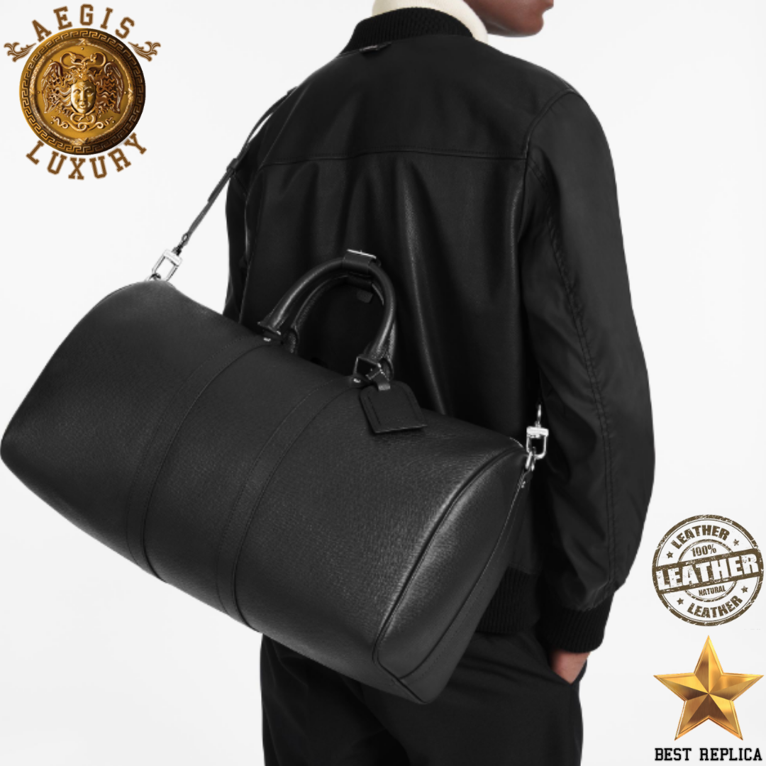 replica black taiga leather louis vuitton keepall bandouliere 50 iconic luxury travel accessory buvola