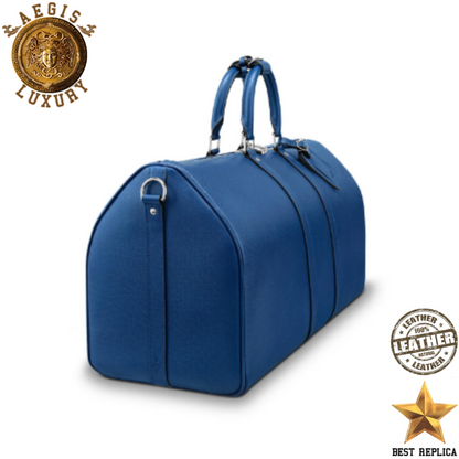 replica blue taiga leather keepall bandouliere 50 louis vuitton stylish luxury travel bag buvola
