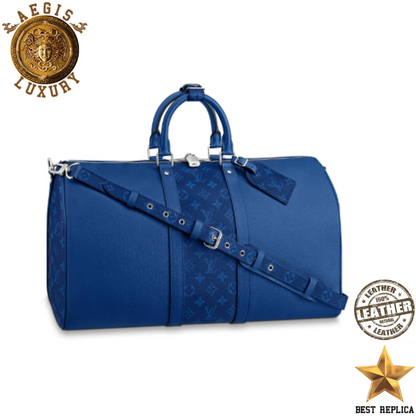 replica louis vuitton keepall bandouliere 50 cobalt pacific blue monogram luxury travel bag designer duffle buvola