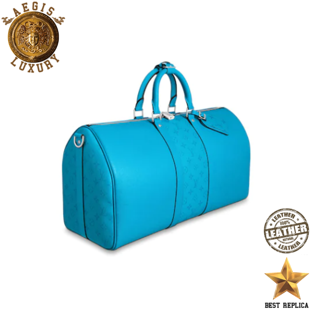 replica monogram lagoon blue keepall bandouliere 50 louis vuitton stylish luxury travel bag buvola
