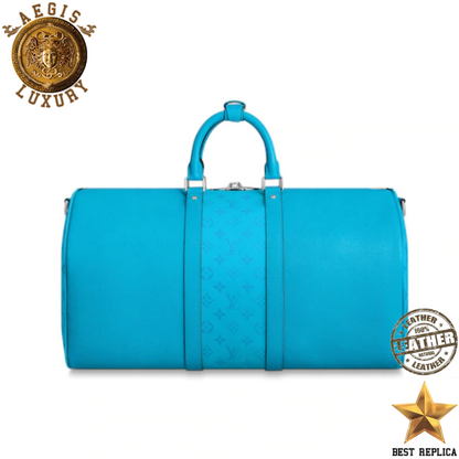 replica keepall bandouliere 50 lagoon blue louis vuitton premium designer travel luggage buvola