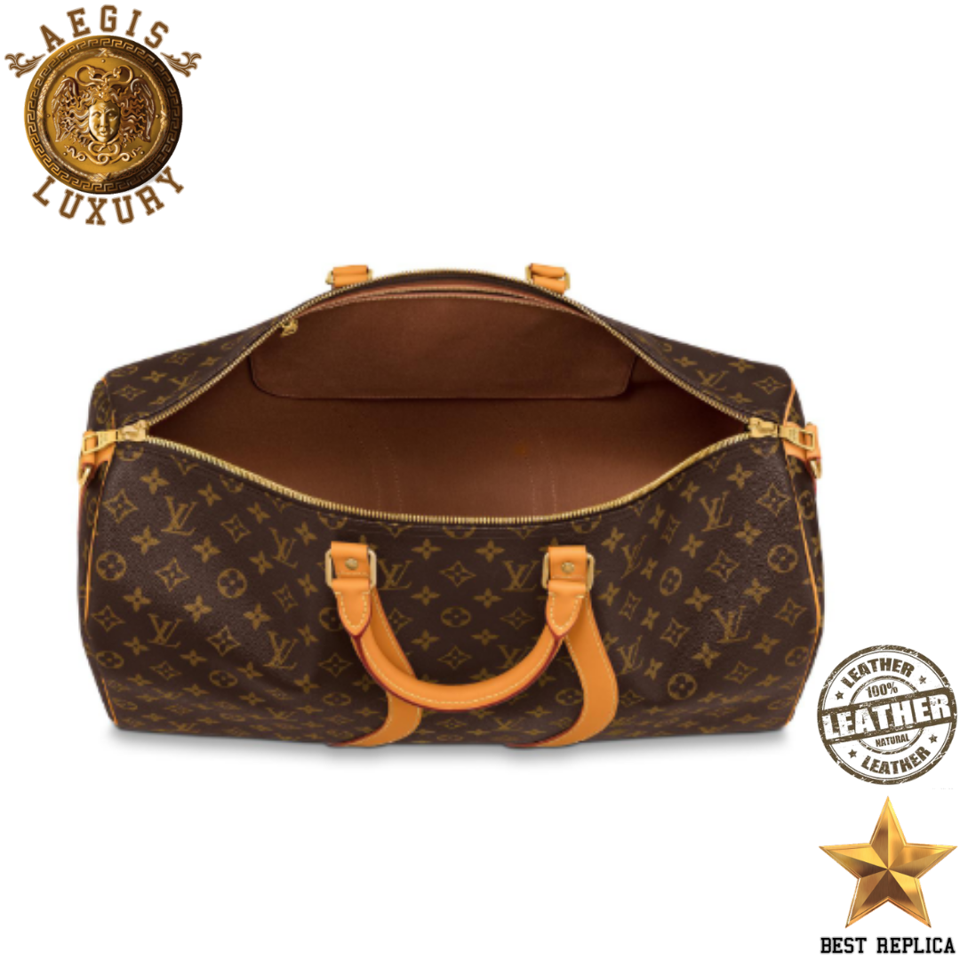 replica keepall bandouliere 50 louis vuitton monogram coated canvas iconic designer travel luggage buvola