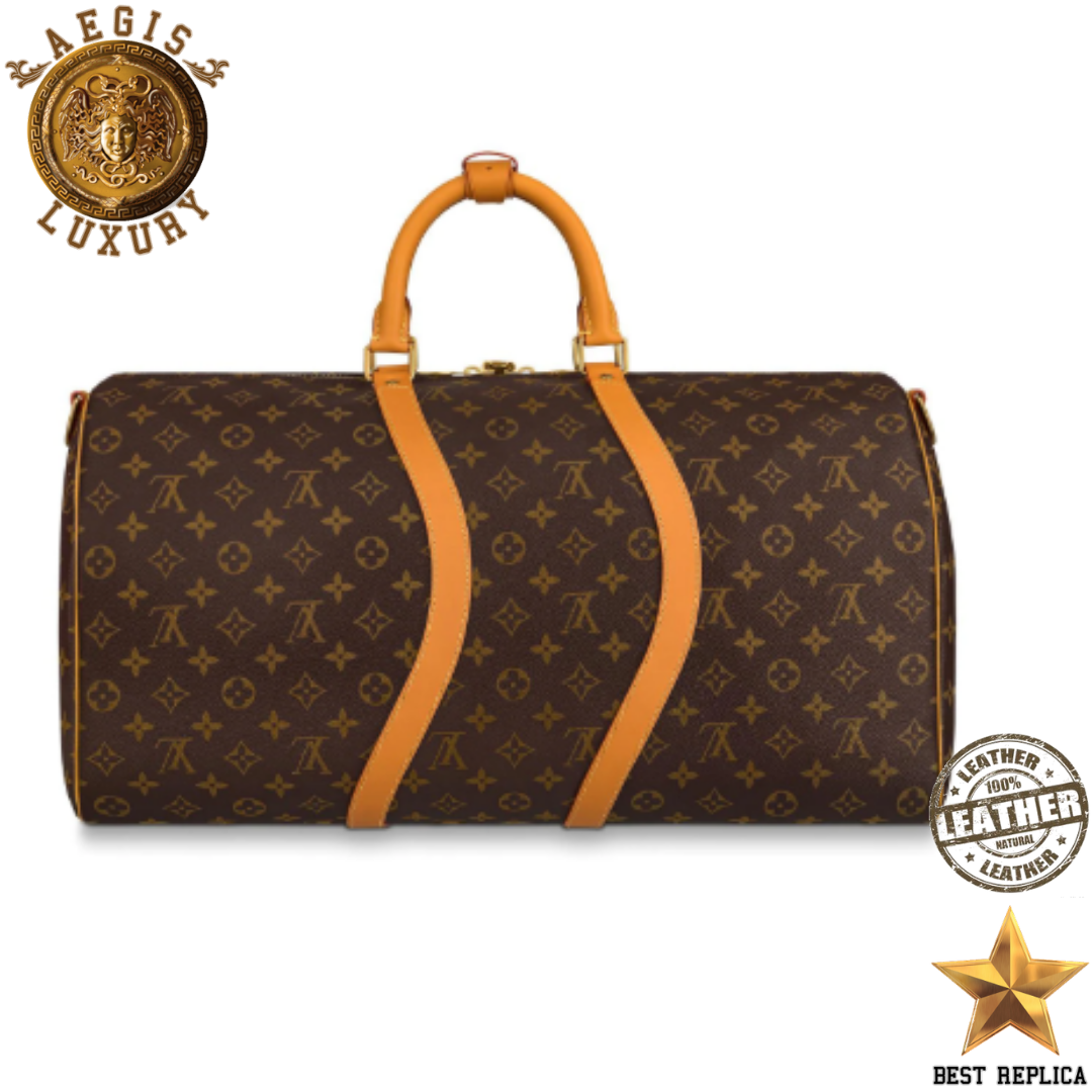 replica louis vuitton keepall 50 monogram coated canvas stylish premium travel weekender bag buvola