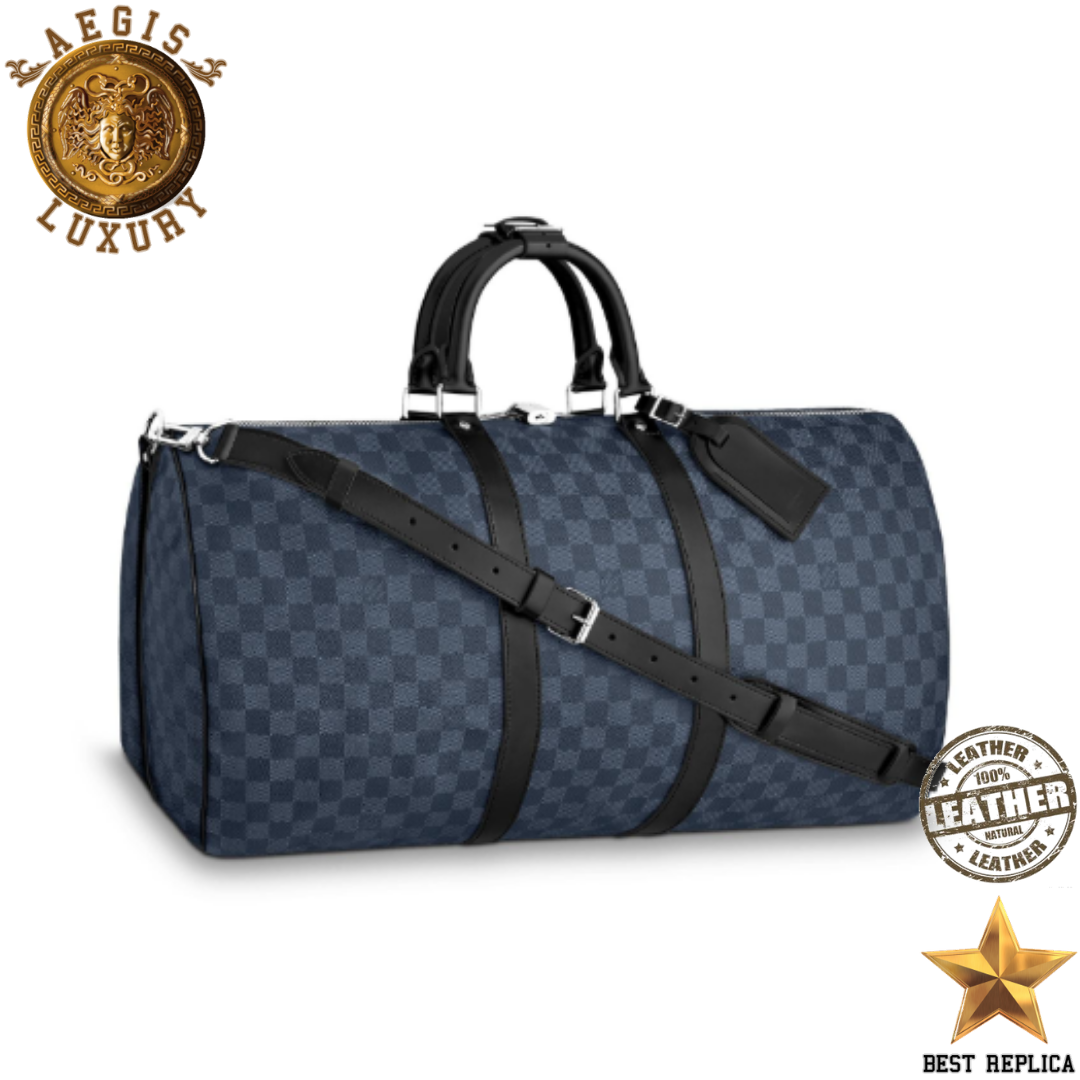 replica louis vuitton keepall bandouliere 55 damier cobalt canvas luxury designer travel duffle bag buvola