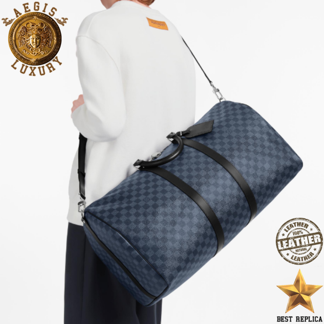 replica louis vuitton keepall bandouliere 55 damier cobalt canvas premium designer travel duffle buvola