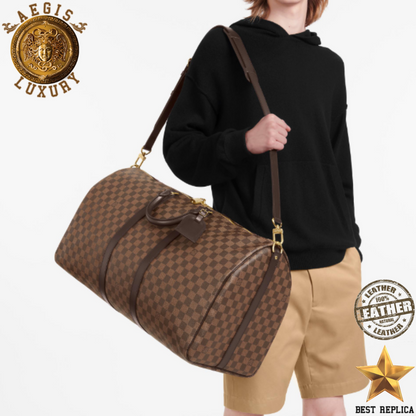 replica louis vuitton keepall bandouliere 55 damier ebene premium designer travel duffle luxury buvola