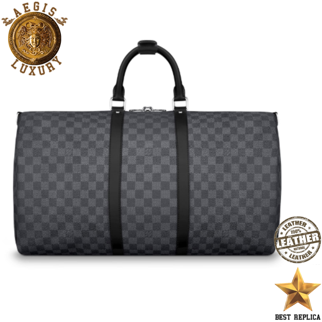 replica louis vuitton keepall 55 damier graphite canvas sleek high end weekender bag buvola