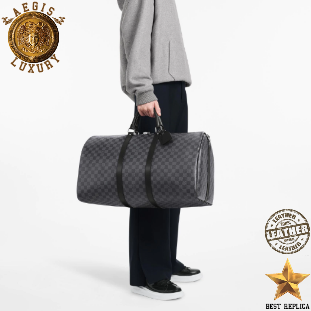replica damier graphite canvas louis vuitton keepall bandouliere 55 iconic luxury travel accessory buvola