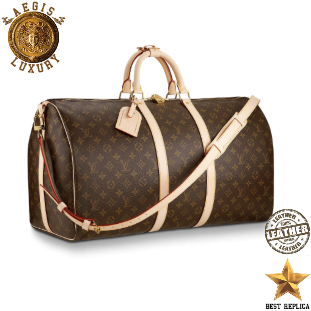 replica louis vuitton keepall bandouliere 55 monogram canvas luxury designer travel duffle bag buvola