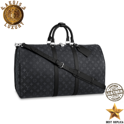 replica louis vuitton keepall bandouliere 55 monogram eclipse luxury designer travel duffle bag buvola