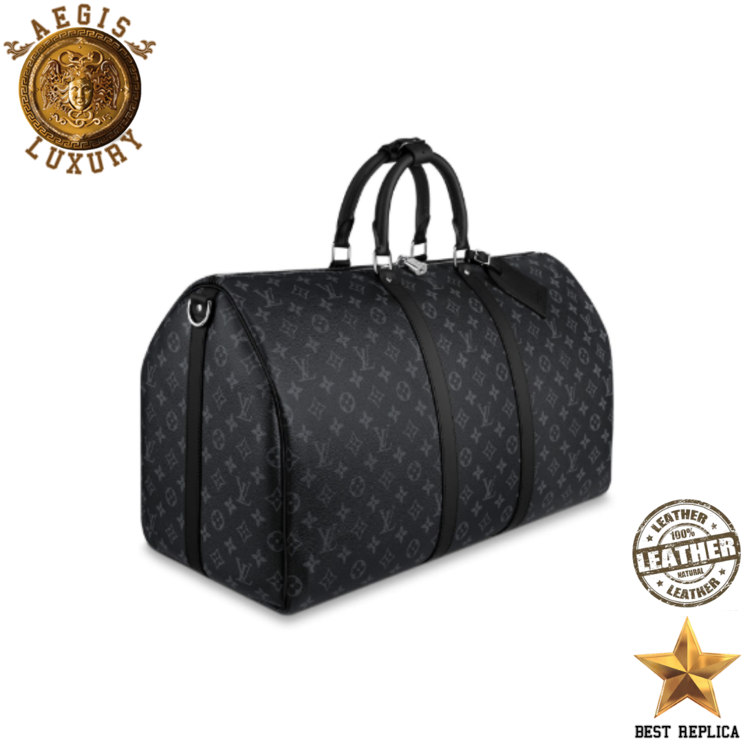 replica monogram eclipse keepall bandouliere 55 louis vuitton sleek modern luxury travel bag buvola