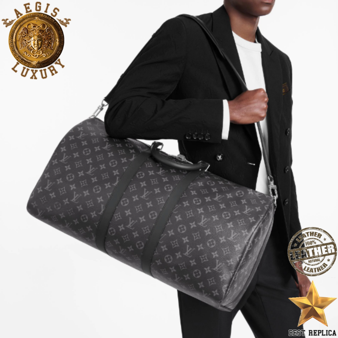 replica louis vuitton keepall bandouliere 55 monogram eclipse premium designer travel duffle luxury buvola