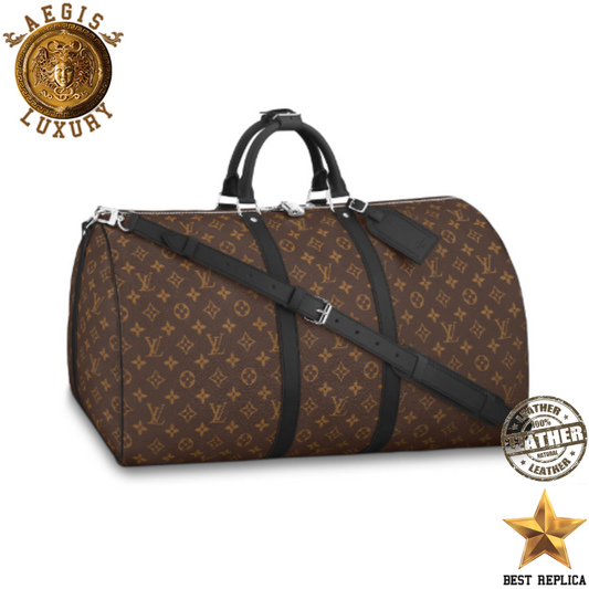 replica louis vuitton keepall bandouliere 55 monogram macassar luxury designer travel duffle bag buvola
