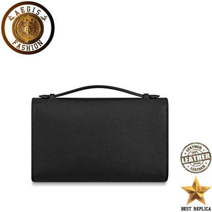 replica louis vuitton lockme clutch black structured luxury handbag buvola