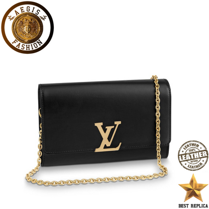 replica louis vuitton louise chain gm black luxury designer clutch bag buvola