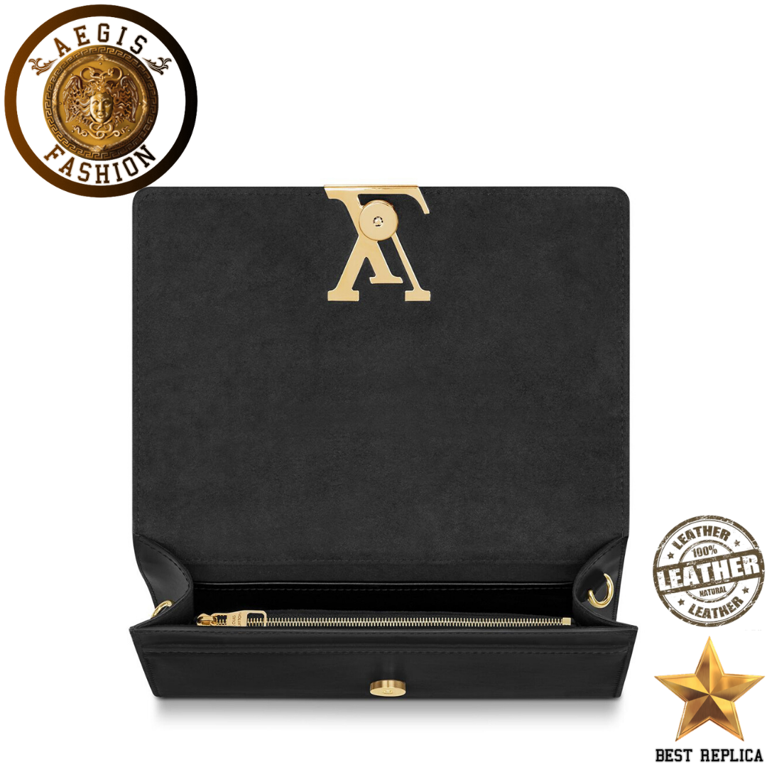 replica black louis vuitton louise chain gm premium designer evening clutch buvola