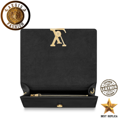 replica black louis vuitton louise chain gm premium designer evening clutch buvola